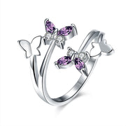 XIYANIKE Cute Butterfly Opening Adjustable Rings Inlaid Zircon Exquisite Rings For Women Wedding Party Jewellry Bijoux Gifts New